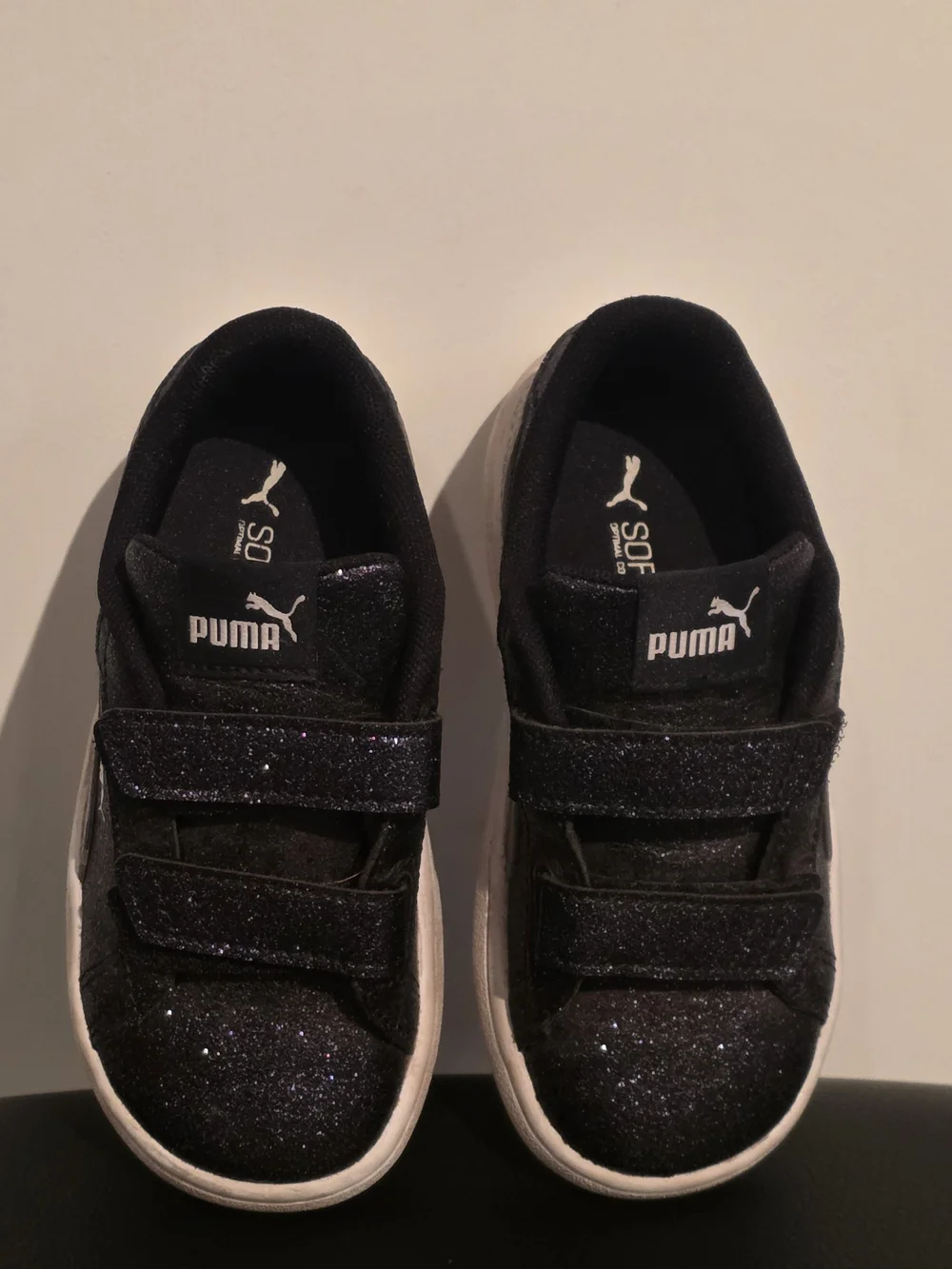 PUMA Kids' Glitter Velcro Sneakers - Black/Purple